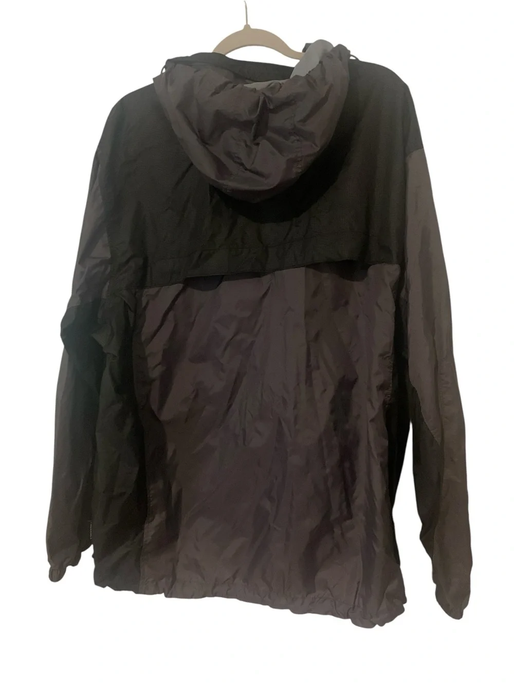 Columbia Packable Rain Jacket Black/Gray Hooded Glennaker Windbreaker Men’s XL